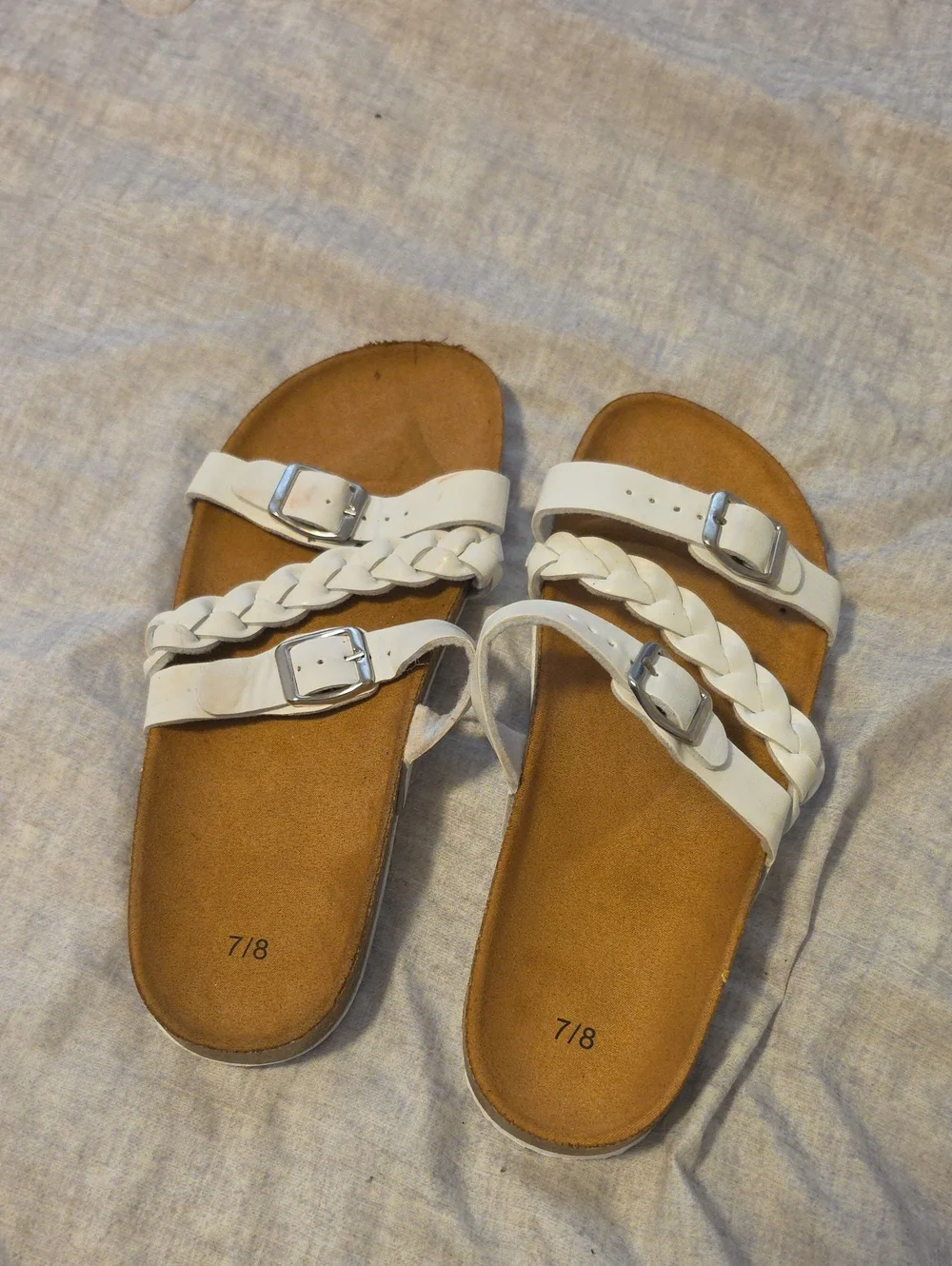 White Braided Strap Kids Sandals - 7/8